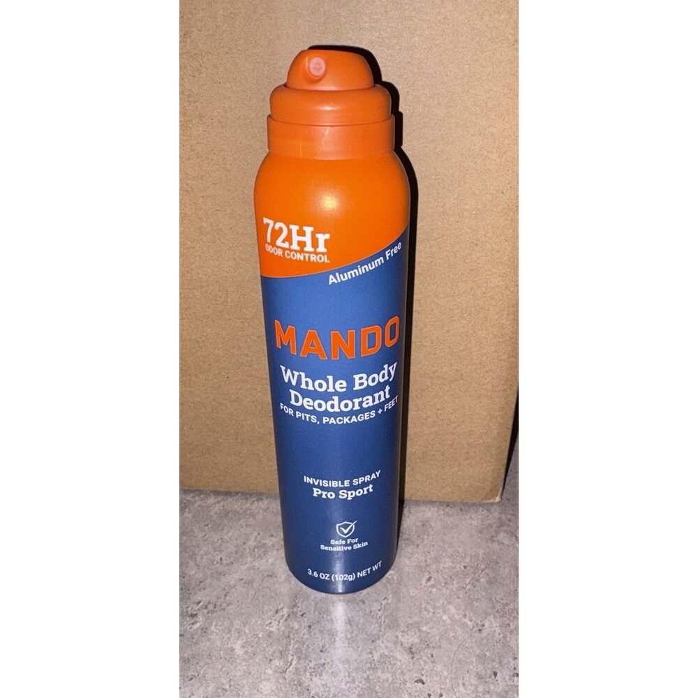 Mando Men’s Whole Body Pro Sport Deodorant 72 Hr Invisible Spray 3.6 oz